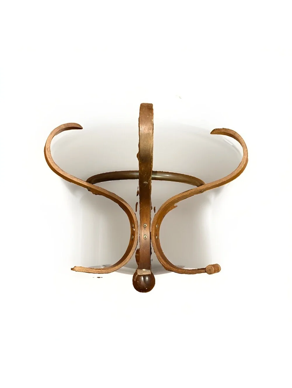 Vtg Thonet Style Bentwood 6 Arm Wall Mount Coat Hat Rack Hook Dark Wood Cottage
